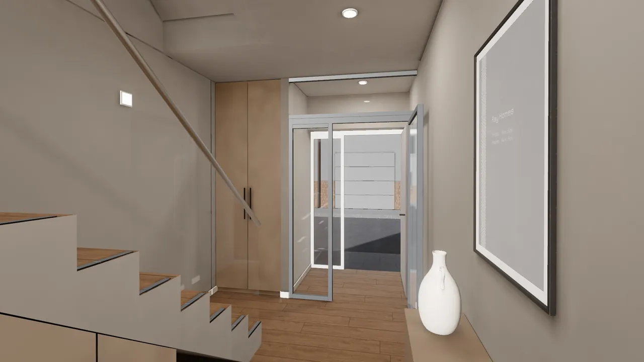 Vestíbulo de entrada con puertas de vidrio